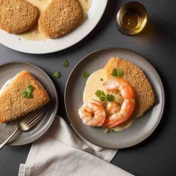 Судак запечённый с креветками и сыром